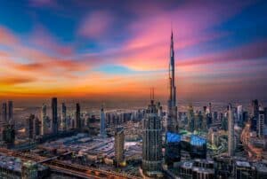 Dubai city center skyline, United Arab Emirates